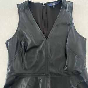 Rachel Black Faux Leather Top With Zip Up Back